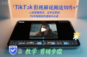 TikTok影视解说搬运切片+二创剪辑教学，过中过原创，TK中视频创作者新手必看-识享社