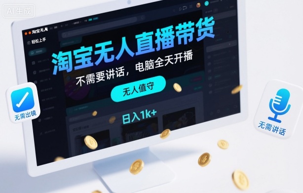 淘宝无人直播带货，不需要出镜，不需要讲话，电脑全天开播，轻松上手，日入1k+【揭秘】 - 识享社-识享社