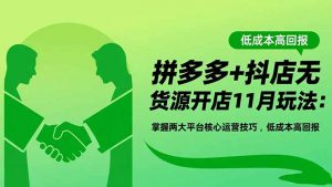 拼多多+抖店无货源开店11月玩法：掌握两大平台核心运营技巧，低成本高回报-识享社