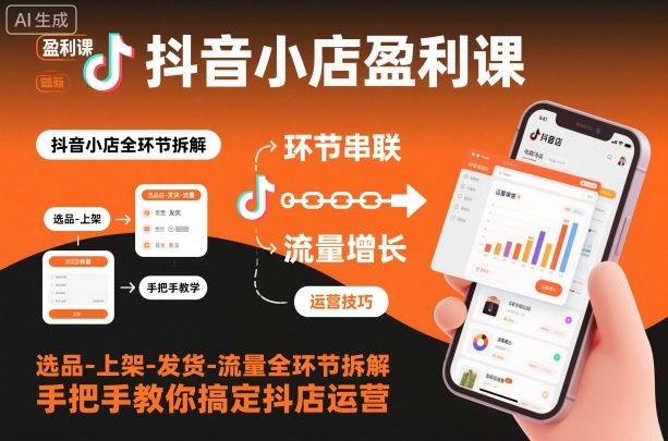 抖音小店盈利课-选品-上架-发货-流量全环节拆解，手把手教你搞定抖店运营 - 识享社-识享社