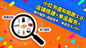 小红书虚拟陪跑3.0：店铺搭建+单品服务+细分铺货+选品技术，单店日入100+-识享社