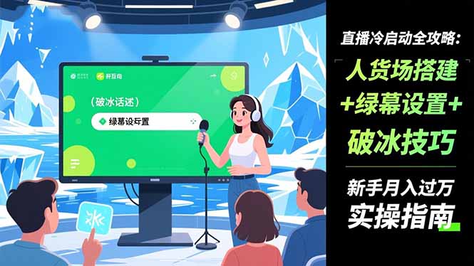 直播冷启动全攻略:人货场搭建+绿幕设置+破冰技巧，新手月入过万实操指南-识享社
