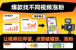 爆款找不同视频涨粉，让视频拉停留，实现点赞，破播放，涨粉-识享社