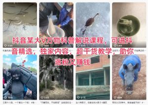 抖音某大V万物科普解说课程，可进抖音精选，独家内容，超干货教学，助你涨粉又賺钱-识享社