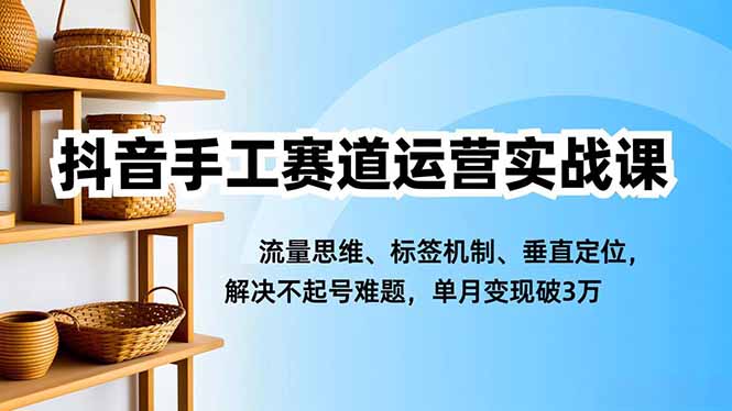 抖音手工赛道运营实战课,流量思维、标签机制、垂直定位,解决不起号难题,单月变现破3万-识享社