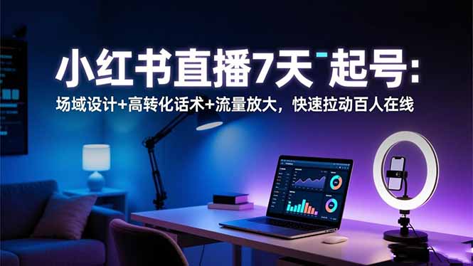 小红书直播7天起号:场域设计+高转化话术+流量放大,快速拉动百人在线 - 识享社-识享社