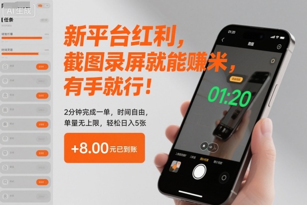 新平台红利，截图录屏就能賺米，有手就行！2分钟完成一单，时间自由，单量无上限，轻松日入5张【揭秘】 - 识享社-识享社