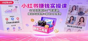 小红书赚钱实操课：5大变现路径+广告渠道，爆品内容制作+辅助工具使用-识享社