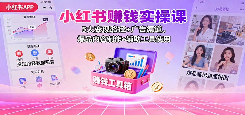 图片[1]-小红书赚钱实操课：5大变现路径+广告渠道，爆品内容制作+辅助工具使用 - 识享社-识享社