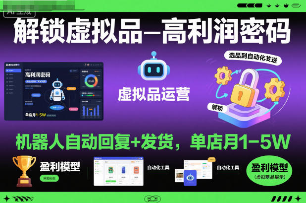 解锁虚拟品高利润密码：机器人自动回复+发货，单店月1-5W【揭秘】 - 识享社-识享社