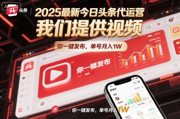 2025最新今日头条代运营，我们提供视频，你一键发布，单号月入1W【揭秘】-识享社