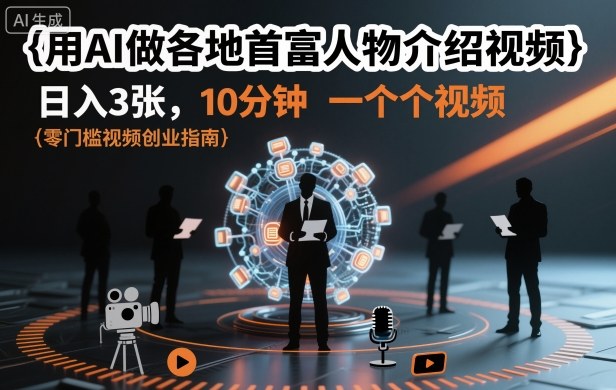 用AI做各地首富人物介绍视频，日入3张，10分钟一个视频 - 识享社-识享社