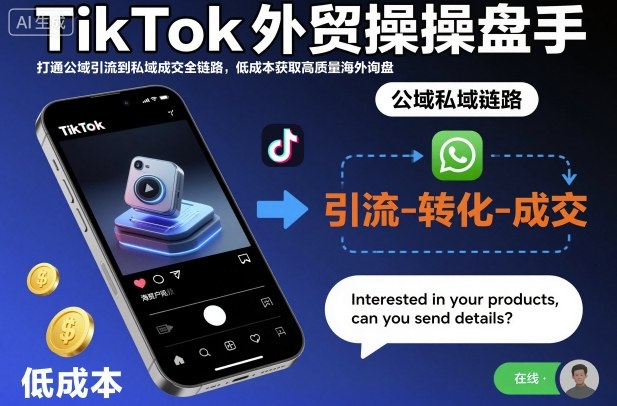 TikTok外贸操盘手,打通公域引流到私域成交全链路,低成本获取高质量海外询盘 - 识享社-识享社