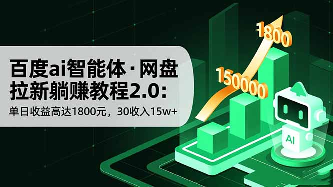 百度ai智能体·网盘拉新躺赚教程2.0：单日收益高达1800元，30收入15w+ - 识享社-识享社