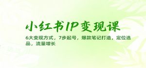 小红书IP变现课：6大变现方式，7步起号，爆款笔记打造，定位选品，流量增长-识享社