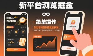 新平台浏览掘金，动动手指截张图就能挣米，2分钟一单，不限时不限量，一天5张【揭秘】-识享社