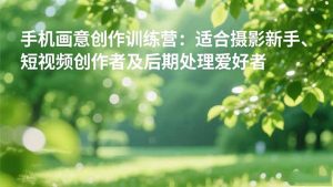 手机摄影之画意创作训练营：适合摄影新手、短视频创作者及后期处理爱好者-识享社