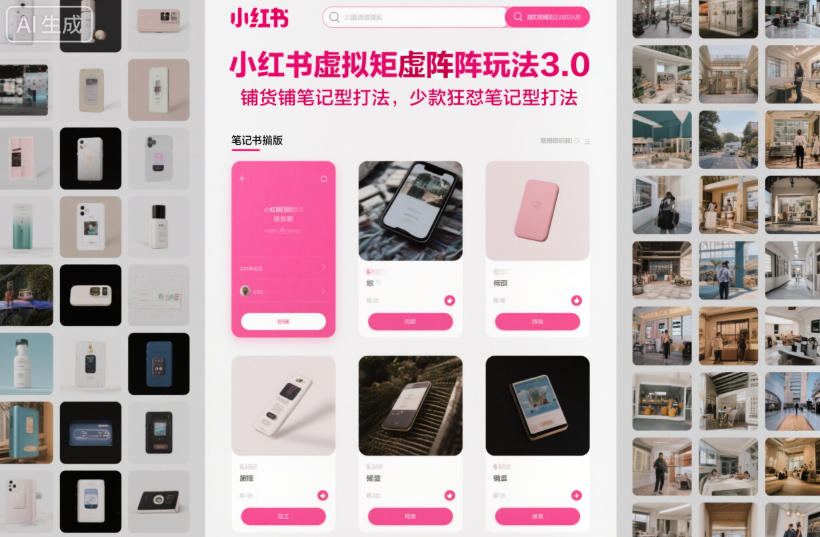 小红书虚拟矩阵玩法3.0，铺货铺笔记型打法，少款狂怼笔记型打法-识享社