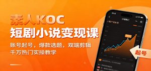 素人KOC短剧小说变现课：账号起号，爆款选题，双端剪辑，千万热门实操教学-识享社