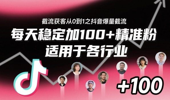 抖音截流获客教程：爆量技术从0到1，日引100+精准粉，适用于各行业-识享社