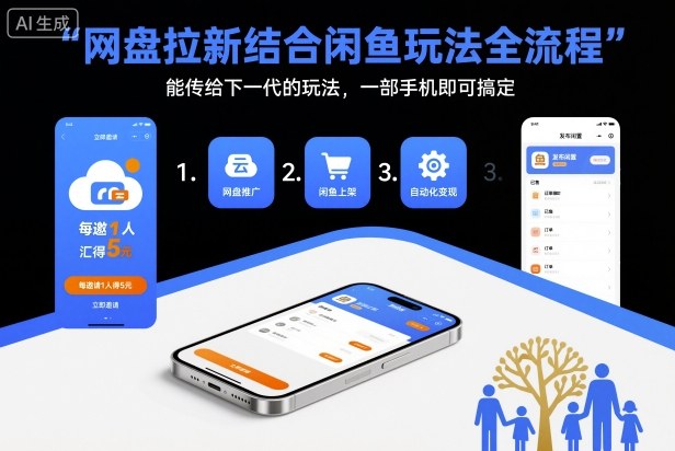 网盘拉新结合闲鱼玩法全流程，能传给下一代的玩法，一部手机即可搞定(附入口渠道以及实操教程) - 识享社-识享社
