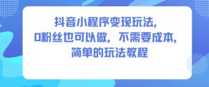 抖音小程序变现玩法，0粉丝也可以做，不需要成本，简单的玩法教程-识享社