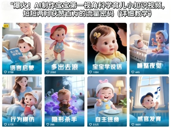 爆火！AI制作宝宝第一视角科学育儿小知识视频，短短两月获赞百万的流量密码(详细教学) - 识享社-识享社