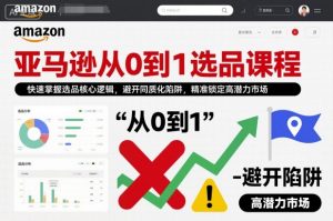 亚马逊从0到1选品课程，快速掌握选品核心逻辑，避开同质化陷阱，精准锁定高潜力市场-识享社