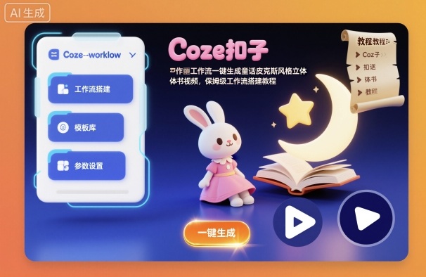 Coze扣子工作流一键生成童话皮克斯风格立体书视频,保姆级工作流搭建教程 - 识享社-识享社