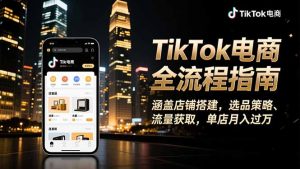 TikTok电商全流程指南，涵盖店铺搭建、选品策略、流量获取，单店月入过万-识享社