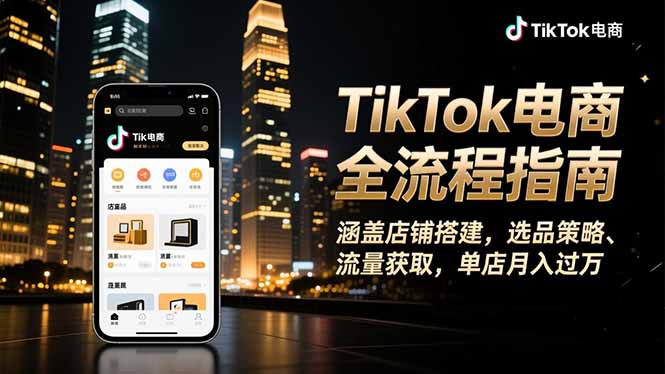 TikTok电商全流程指南，涵盖店铺搭建、选品策略、流量获取，单店月入过万 - 识享社-识享社