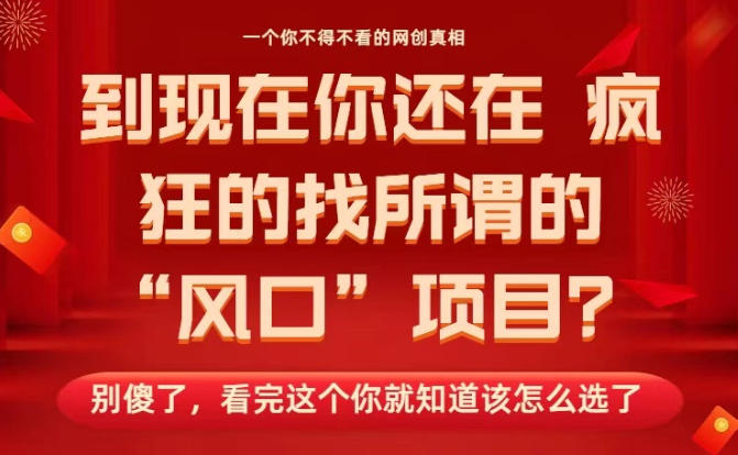 马上26年了，你还在找所谓的风口项目？别傻了，看完这个你全都懂了！【揭秘】 - 识享社-识享社