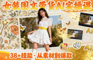 女装图文带货的AI实操课，覆盖38个实用技能，快速提升素材制作效率-识享社