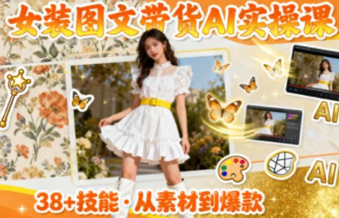 女装图文带货的AI实操课,覆盖38个实用技能,快速提升素材制作效率 - 识享社-识享社