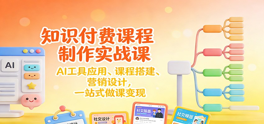 知识付费课程制作实战课：AI工具应用 、课程搭建、营销设计，一站式做课变现-识享社