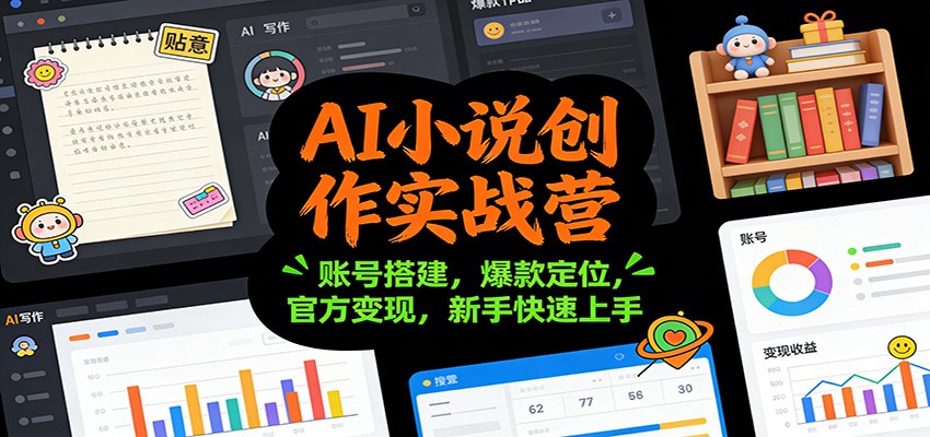 AI小说创作实战营:账号搭建,爆款定位,官方变现,新手快速上手-识享社