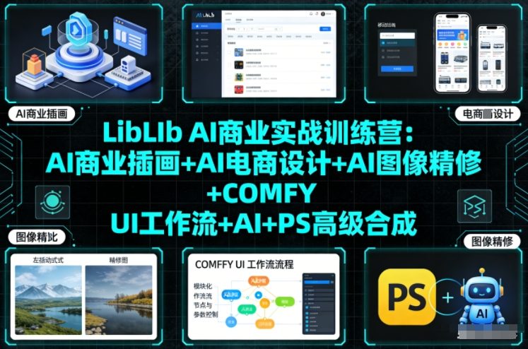 LibLIb AI商业实战训练营：AI商业插画+AI电商设计+AI图像精修+COMFY UI工作流+AI+PS高级合成 - 识享社-识享社