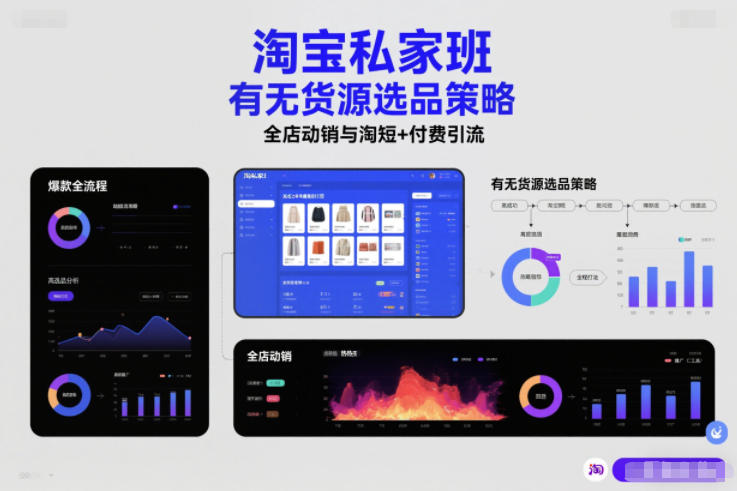 淘宝私家班，有无货源选品策略，高成功率爆款全流程打法，全店动销与淘短+付费引流 - 识享社-识享社