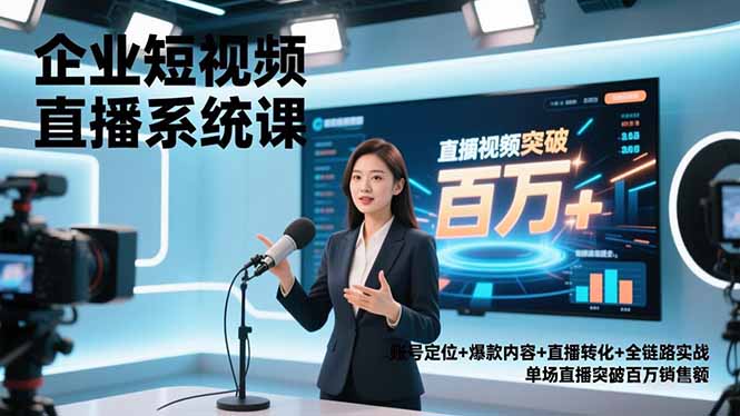 企业短视频直播系统课，账号定位+爆款内容+直播转化+全链路实战，单场直播突破百万销售额 - 识享社-识享社