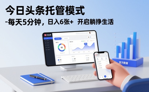 今日头条托管模式，每天5分钟，日入6张+，开启躺挣生活【揭秘】-识享社