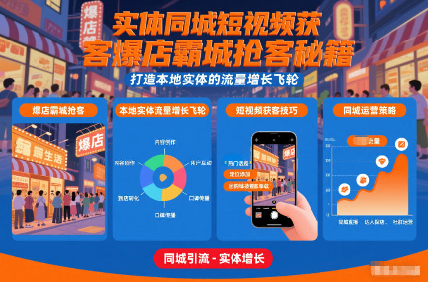 实体同城短视频获客爆店霸城抢客秘籍,打造本地实体的流量增长飞轮-识享社