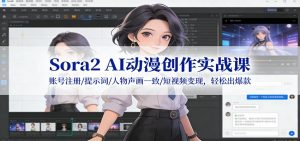 Sora2 AI动漫创作实战课：账号注册/提示词/人物声画一致/短视频变现，轻松出爆款-识享社