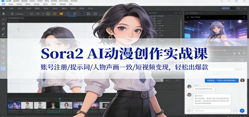 Sora2 AI动漫创作实战课:账号注册/提示词/人物声画一致/短视频变现,轻松出爆款 - 识享社-识享社