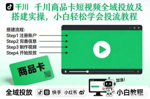 千川商品卡短视频全域投放及搭建实操，小白轻松学会投流教程-识享社