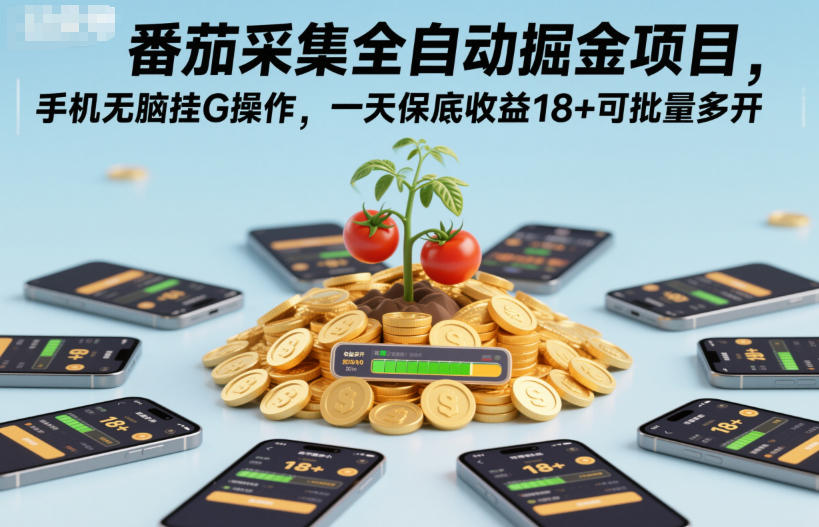 番茄采集全自动掘金项目,手机无脑挂G操作,一天保底收益18+可批量多开【揭秘】 - 识享社-识享社