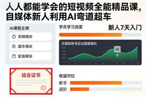 人人都能学会的短视频全能精品课，自媒体新人利用AI弯道超车-识享社