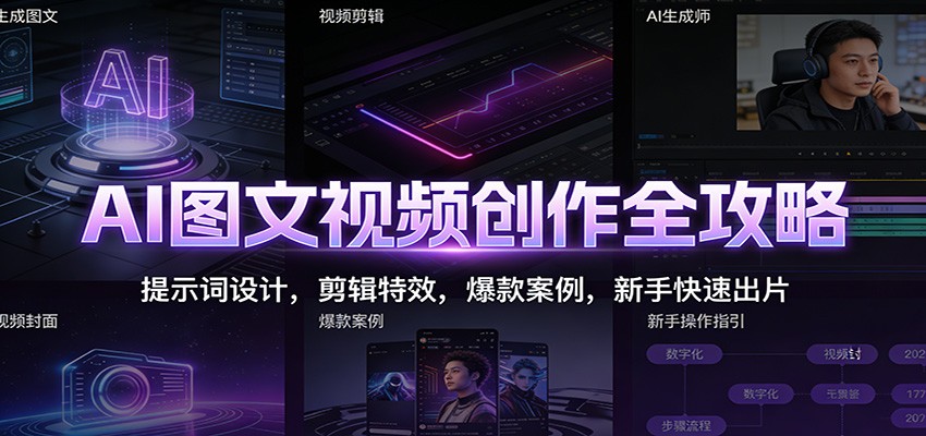 AI图文视频创作全攻略：提示词设计，剪辑特效，爆款案例，新手快速出片 - 识享社-识享社