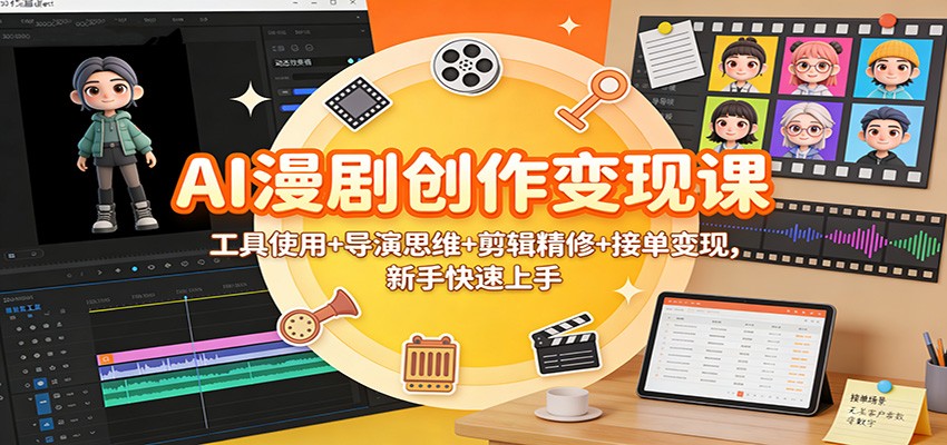 AI漫剧创作变现课：工具使用+导演思维+剪辑精修+接单变现，新手快速上手 - 识享社-识享社