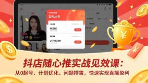 抖店随心推实战见效课：从0起号、计划优化、问题排雷，快速实现直播盈利-识享社