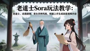 老道士Sora玩法教学：老道士、动漫剧情、美女多种风格，快速上手生成创意视频内容-识享社